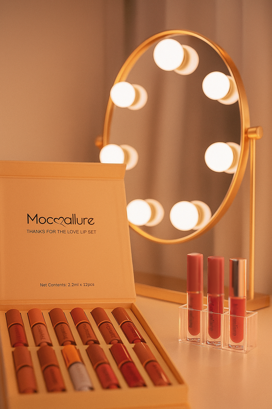 Mocallure 12 Pcs Lip Gloss & Lipstick Set – Matte & Glossy Finish | Long-Lasting, Gift-Ready Lip Kitosses -Set Of 12 Colors